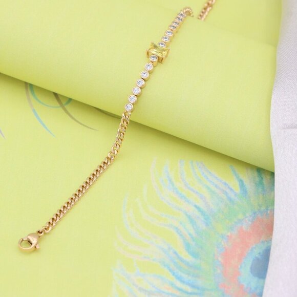 "Delicate Yellow Stone & Crystal Rose Gold Bracelet, XPBL0765 - Picture 2 of 10